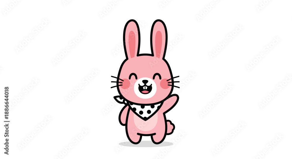 Fototapeta premium Cartoon pink rabbit character illustration