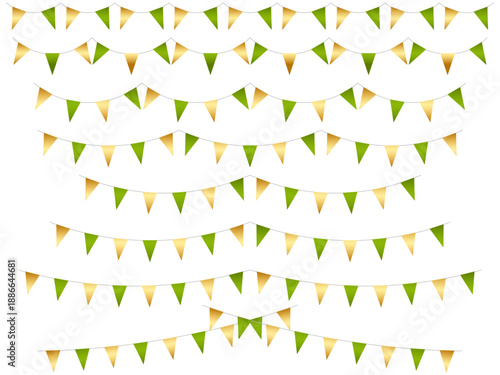 ガーランド三角ひも、曲線、ライン、m金4黄緑