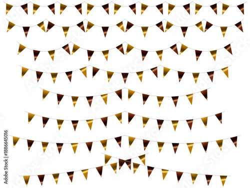 ガーランド三角ひも、曲線、ライン、金18茶