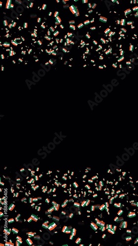 Indian flags scattered and falling on transparent background overlay copy space in center. Perfect for Republic Day, Independence National Day celebrations. National day card. congratulate.