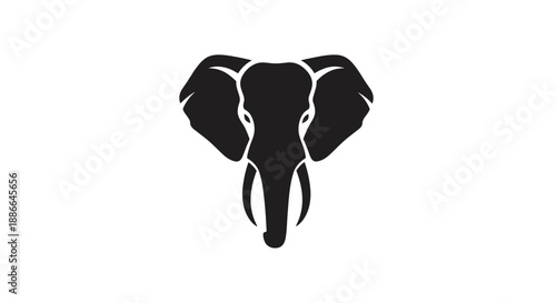 Stylized Silhouette of an Elephant Head Facing Forward.