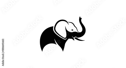Stylized Silhouette of an Elephant Head with Trunk Raised.