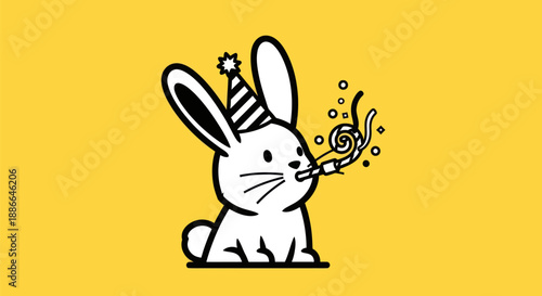 Cartoon rabbit celebrating holiday