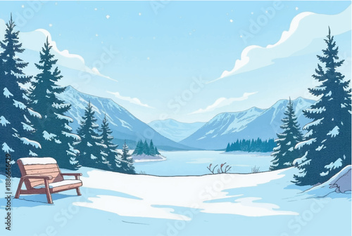 Mountain covered with snowy. Mountain landscape. Illustration of snowy mountain landscape.
