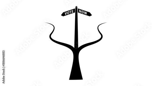 Vote Now symbol, black isolated silhouette