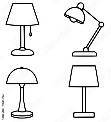 Table lamp illustration icon in outline design version