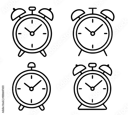 Alarm clock illustration icon in outline design version