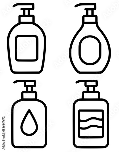 Liquid soap illustration icon in outline design version