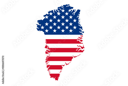 Greenland map silhouette filled with United States flag vector illustration isolated. Geography symbol
