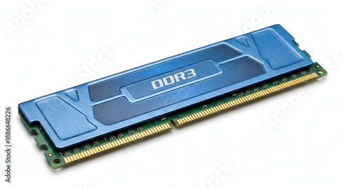 ddr3 ram memory module with silver heat spreader isolated on white background