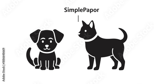 Two Black Dog Silhouettes One Puppy One Adult.