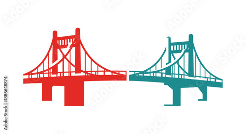 Two Stylized Bridges in Contrasting Colors.