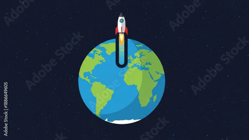 Space Shuttle Launching from Earth on Paper Clip