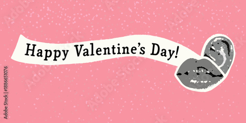 A happy valentine s day greeting with a snail illustration on pink background