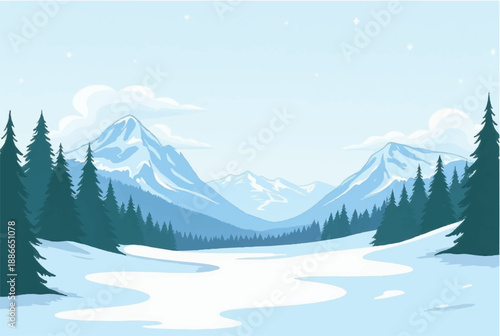 Mountain covered with snowy. Mountain landscape. Illustration of snowy mountain landscape.