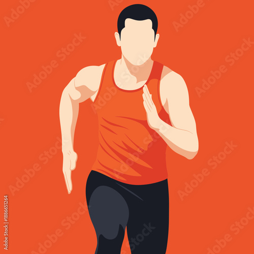 Stylized illustration of a male runner sprinting against a bold orange background.