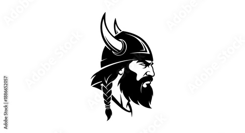 Viking Warrior Head Profile Illustration.