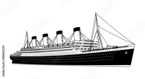 Vintage Ocean Liner Ship Illustration.