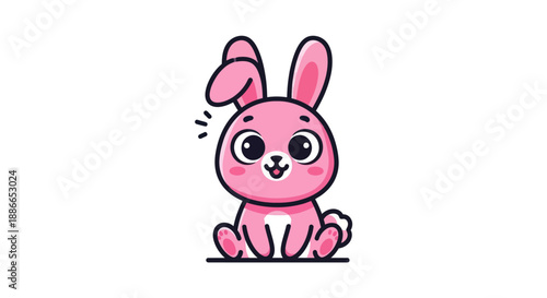 Cartoon pink bunny illustration isolated