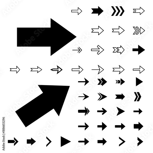 Black arrows set. Curved arrows. Arrow sign. silhouette pack