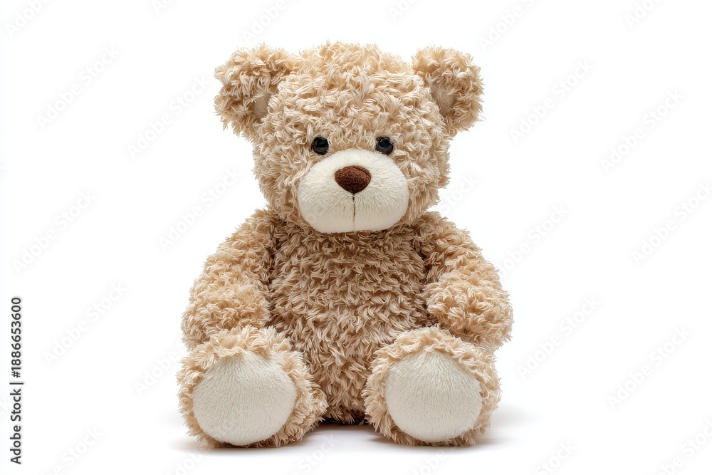 Obraz premium Sad teddy bear with lowered head alone on a white background