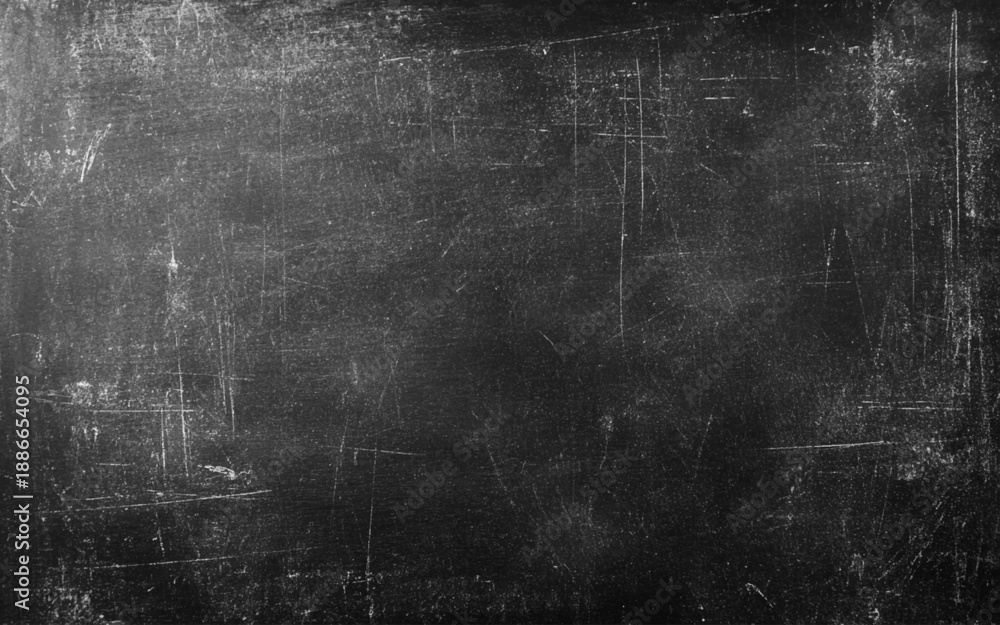 Fototapeta premium Black Blackboard Chalkboard texture. Empty blank dark dirty school board wall banner background backdrop with traces of chalk for text.