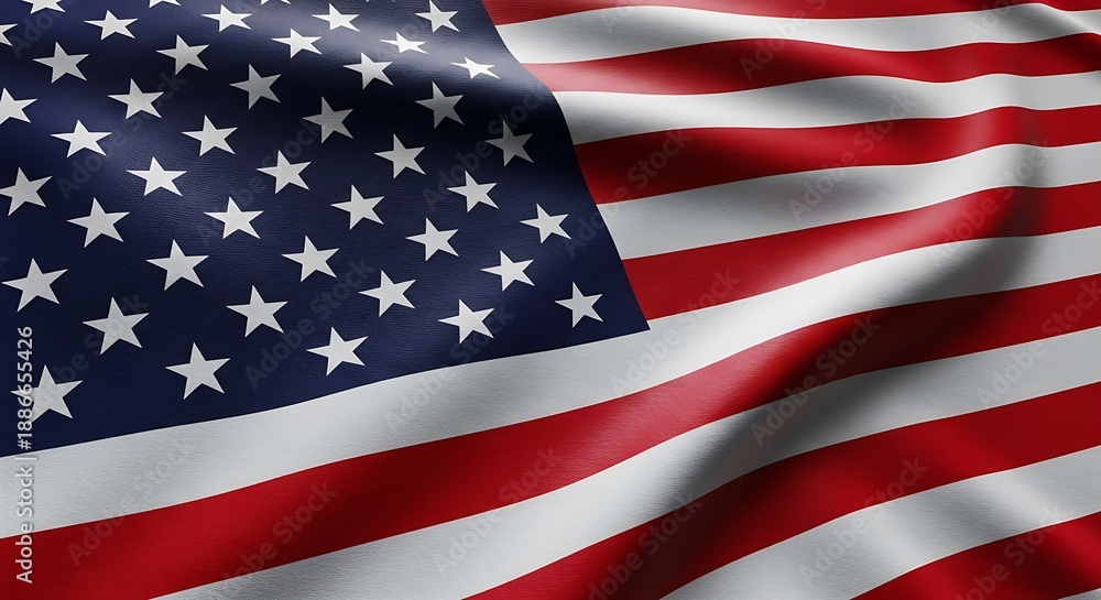 Fototapeta premium High-quality image of the United States flag waving gently, featuring detailed stars and stripes for a patriotic national theme
