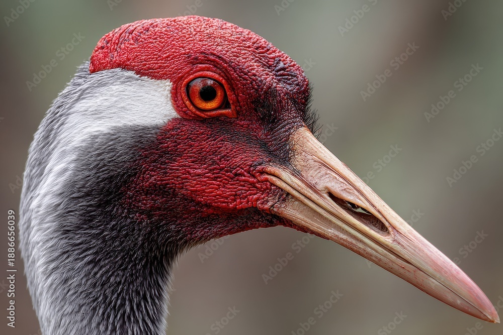 Fototapeta premium Sarus crane Gruidae family bird
