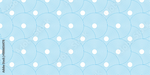 Modern abstract blue circle line patter background. Seamless design for banner and wave overlapping geometric design.