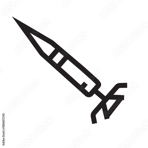 air to air missile black line icon. Vector isolated element.