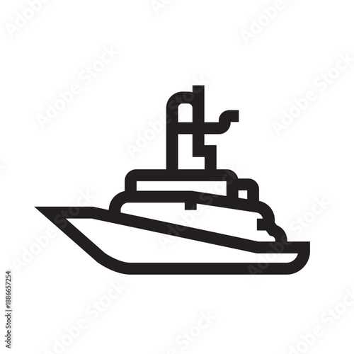 warship black line icon. Vector isolated element.