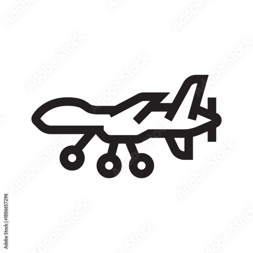drone black line icon. Vector isolated element.