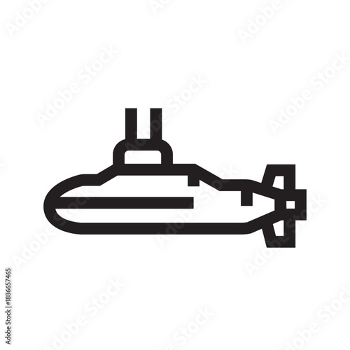 submarine black line icon. Vector isolated element.