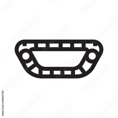 tank track black line icon. Vector isolated element.