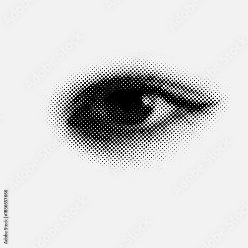Female eye in retro halftone style