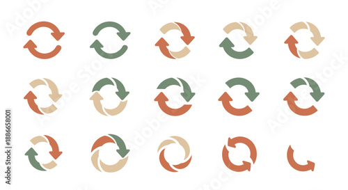 Recycling Arrows Icons Set: Circular Arrows, Refresh, Repeat, Loop, Cycle