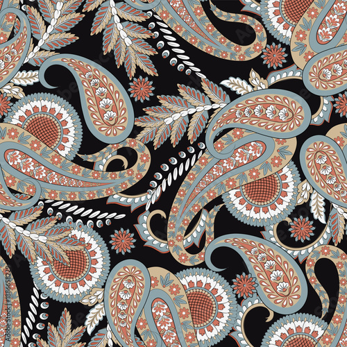 Vector textile print. Seamless Design for covers, fabrics, textiles, wrapping paper. Vector pattern Paisley Indian motifs and decorative floral elements
