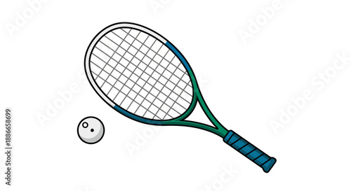 Tennis Racket and Ball Illustration.
