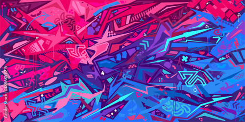 Metaverse Cyber Abstract Urban Street Art Graffiti Style Vector Illustration Versus Style Background