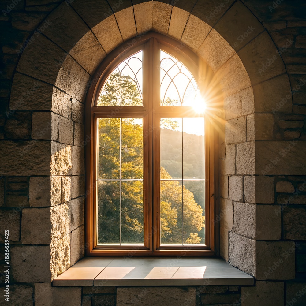 Fototapeta premium window in the old castle