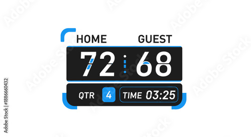Sports Scoreboard Displaying Game Time and Score.