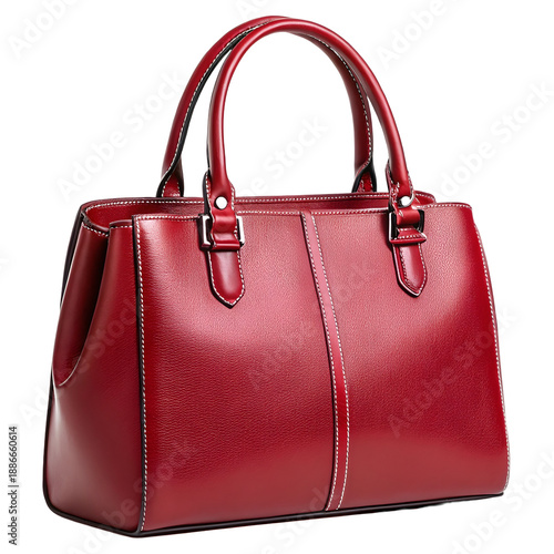 Red leather womens handbag, a luxurious fashion accessory on a clean background