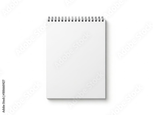 Blank spiral notebook on white background