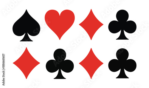 Standard card suit icons in grid layout featuring classic hearts spades diamonds and clubs for gaming use