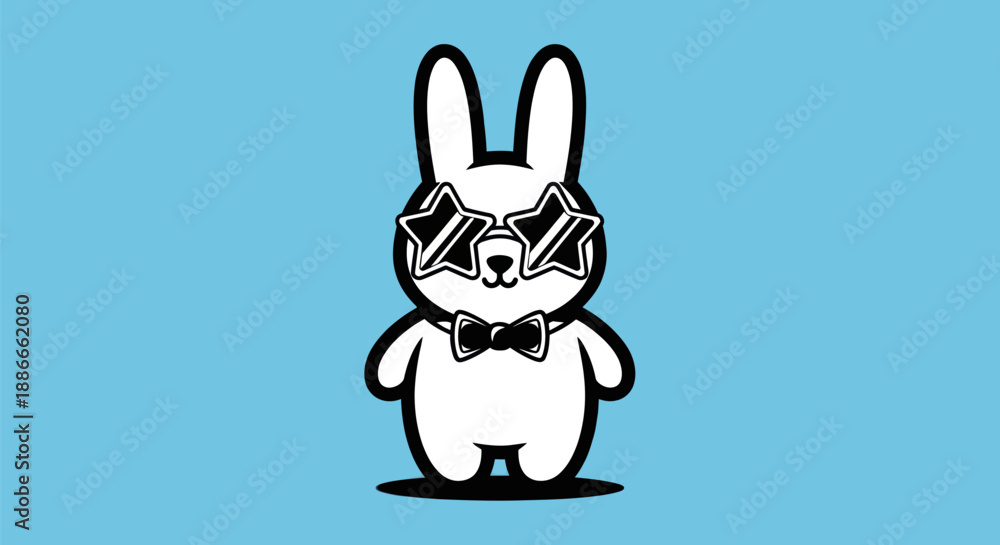 Fototapeta premium Cartoon rabbit with star glasses
