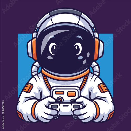 Astronaut playing video game Vector