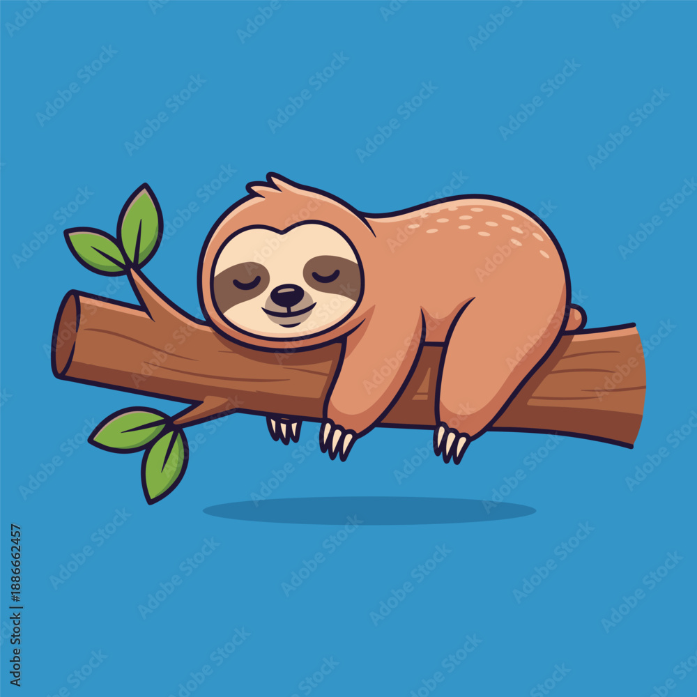 Fototapeta premium Sloth resting on a branch Vector