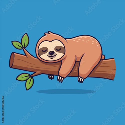 Sloth resting on a branch Vector
