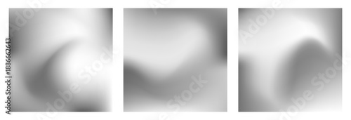 Set of abstract backgrounds with a soft, blurred silver metallic texture