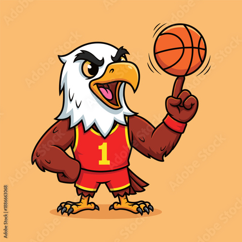 Eagle mascot dribbling basketball Vector